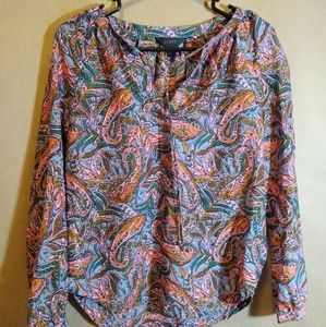 J Crew paisley blouse XS peasant top